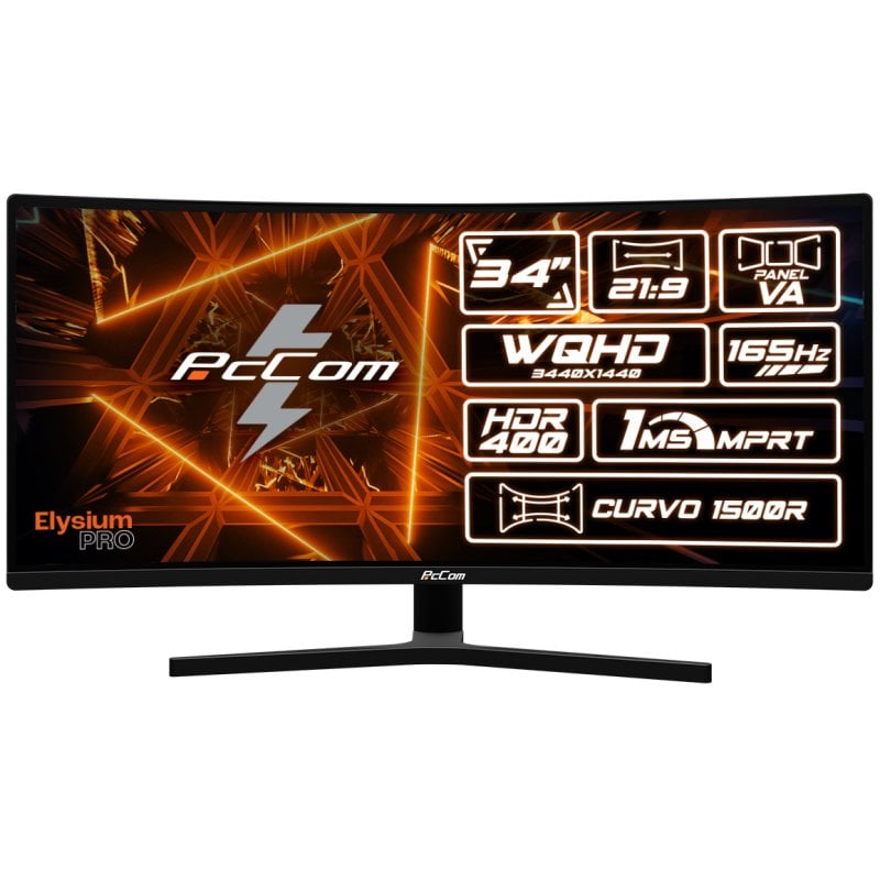 PcCom Elysium Pro 34" LED UltraWide WQHD 165Hz FreeSync Curva Reacondicionado