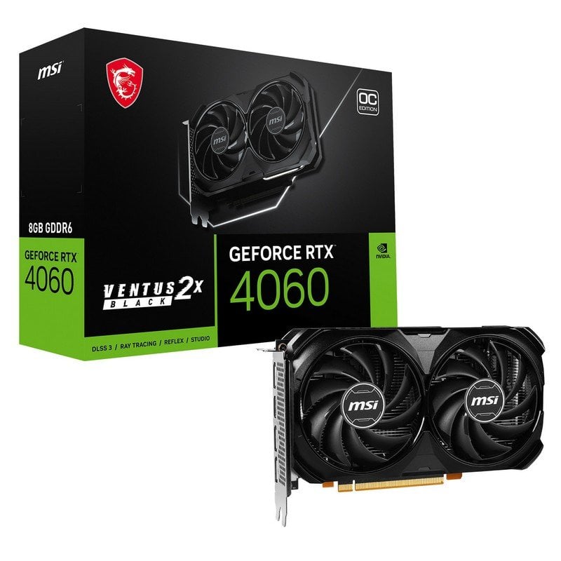 MSI GeForce RTX 4060 VENTUS 2X BLACK OC 8GB GDDR6 DLSS3 Reacondicionado