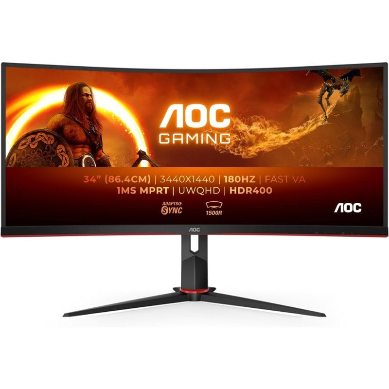 AOC CU34G2XP/BK 34" LED VA UltraWide QHD 180Hz Curvo Reacondicionado