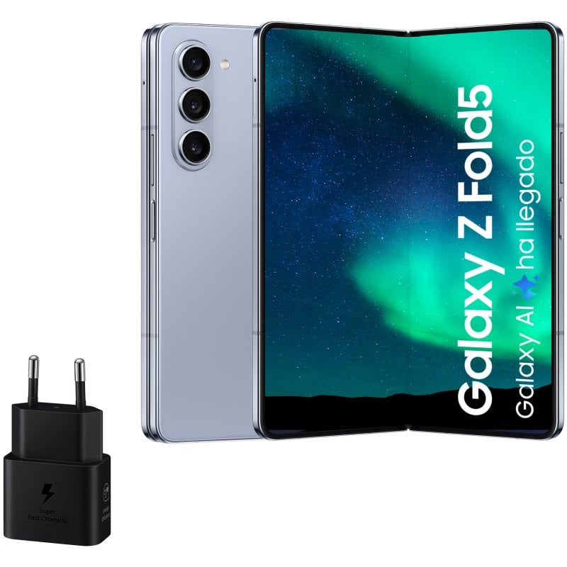 Samsung Galaxy Z Fold5 12/512GB Azul Glaciar + Cargador de Pared 25W