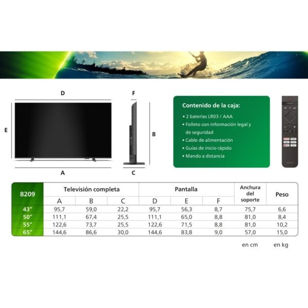 Philips Ambilight TV 50PUS8209 50? QLED UltraHD 4K Dolby Atmos Titan OS Reacondicionado