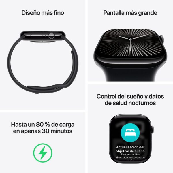 Apple Watch Series 10 GPS + Cellular 46mm Caja Aluminio Plata con Correa Deportiva Azul Denim M/L Reacondicionado