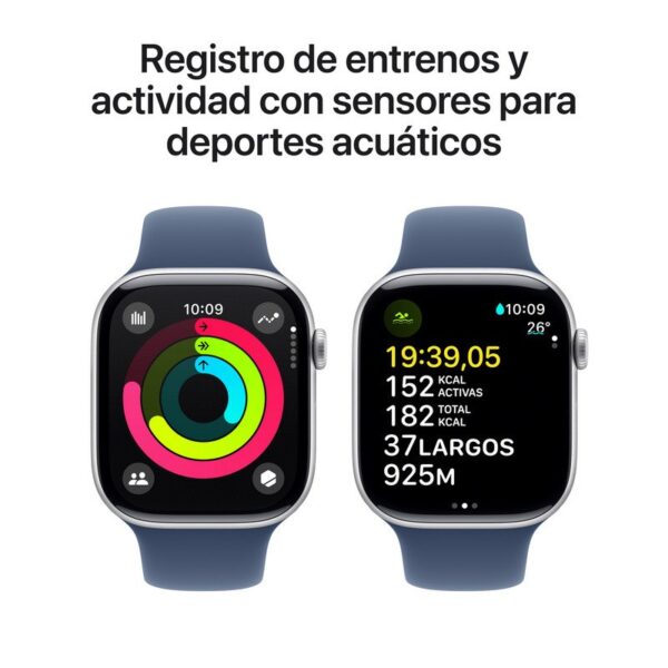 Apple Watch Series 10 GPS + Cellular 46mm Caja Aluminio Plata con Correa Deportiva Azul Denim M/L Reacondicionado