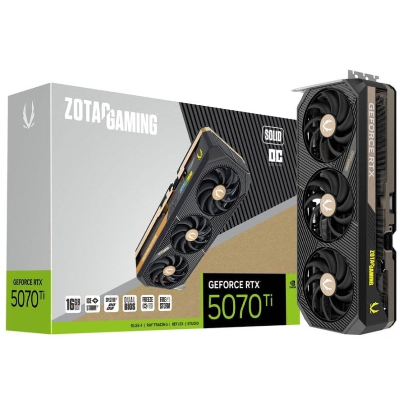 ZOTAC GAMING GeForce RTX 5070 Ti SOLID OC 16GB GDDR7 Reflex 2 RTX AI DLSS4 Reacondicionado