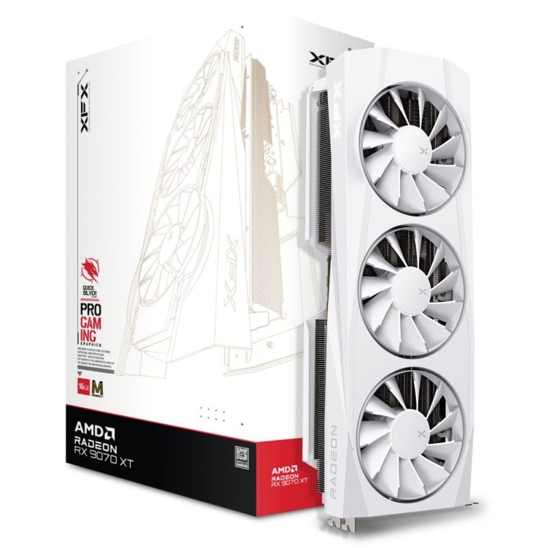 XFX QUICKSILVER AMD Radeon RX 9070 XT Triple Fan 16GB GDDR6 FSR 4 Blanca