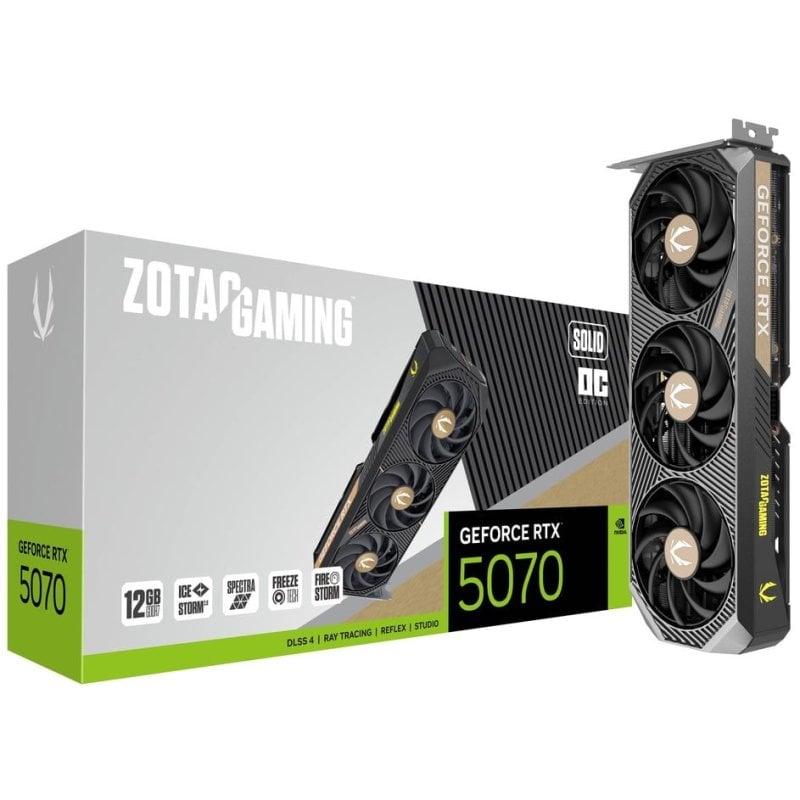 ZOTAC GAMING GeForce RTX 5070 SOLID OC 12GB GDDR7 Reflex 2 RTX AI DLSS4 Reacondicionado