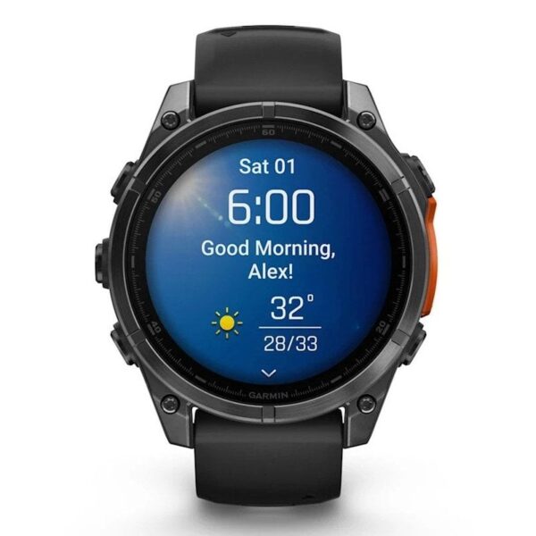 Garmin Fenix 8 AMOLED 47mm Reloj Smartwatch Gris con Correa de Silicona Negra Reacondicionado