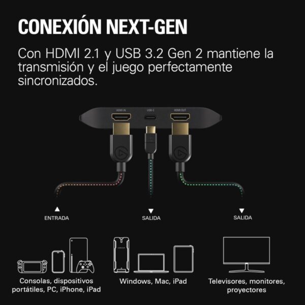 Elgato Game Capture 4K X Capturadora de Vídeo Externa UltraHD 4K 144Hz USB-C Reacondicionado