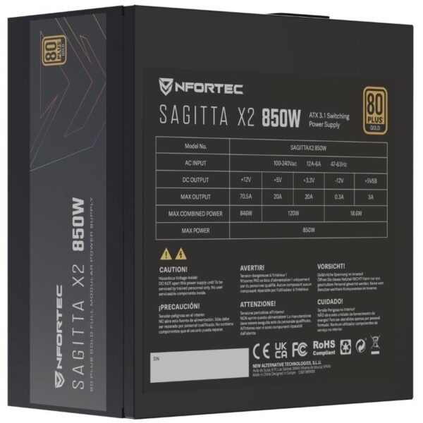 Nfortec Sagitta X2 PCIe 5.1 ATX 3.1 850W 80 Plus Gold Full Modular Reacondicionado