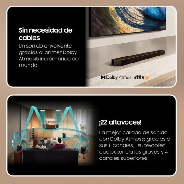 Samsung HW-Q990D/ZF Barra de Sonido con Subwoofer 11.1.4 Canales Wireless Dolby Atmos Negra Reacondicionado