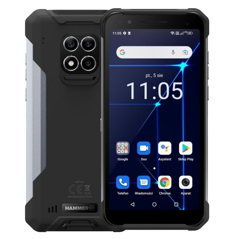 Hammer Construction 6/128GB Rugerizado Negro/Plata Libre Reacondicionado